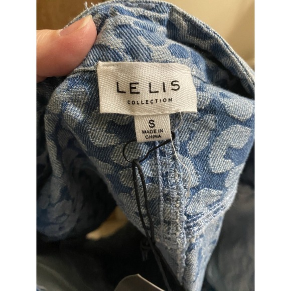 Lelis Leopard Print Frayed Hem Denim Mini Skirt Small 100% Cotton New With Tags - Picture 6 of 10